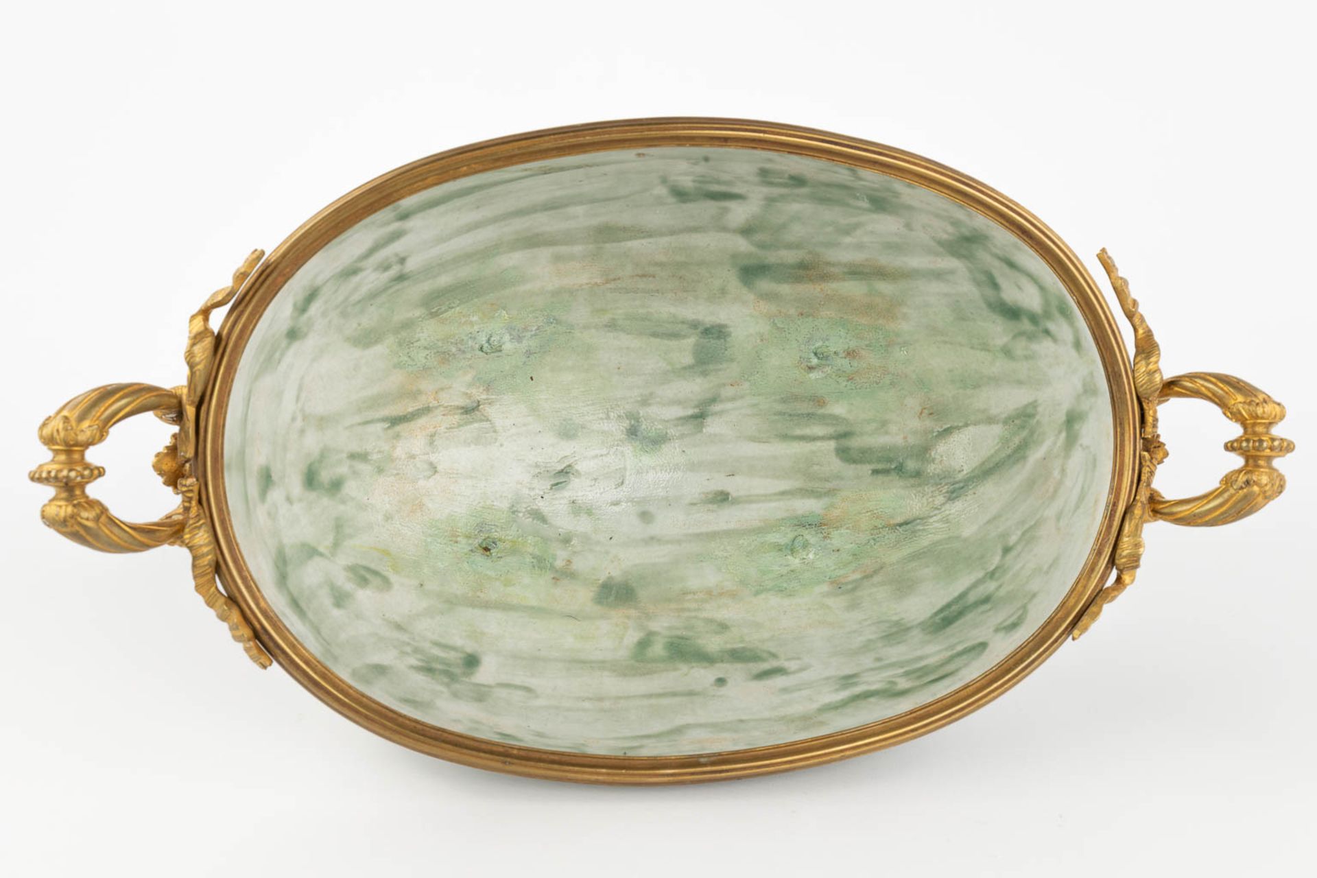 A large bowl mounted with gilt bronze. Glazed stoneware. (D:26 x W:47 x H:20 cm) - Image 7 of 10