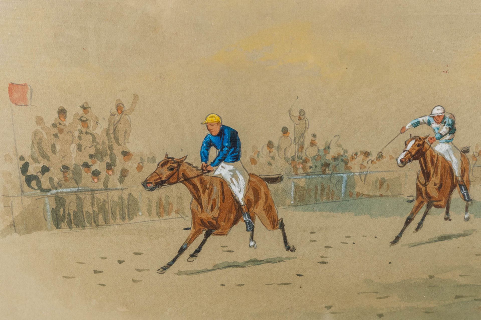 William Verner LONGE (1857-1924) 'Pony Flat Race, Tottenham November 1897' watercolour on paper. (W: - Image 4 of 8