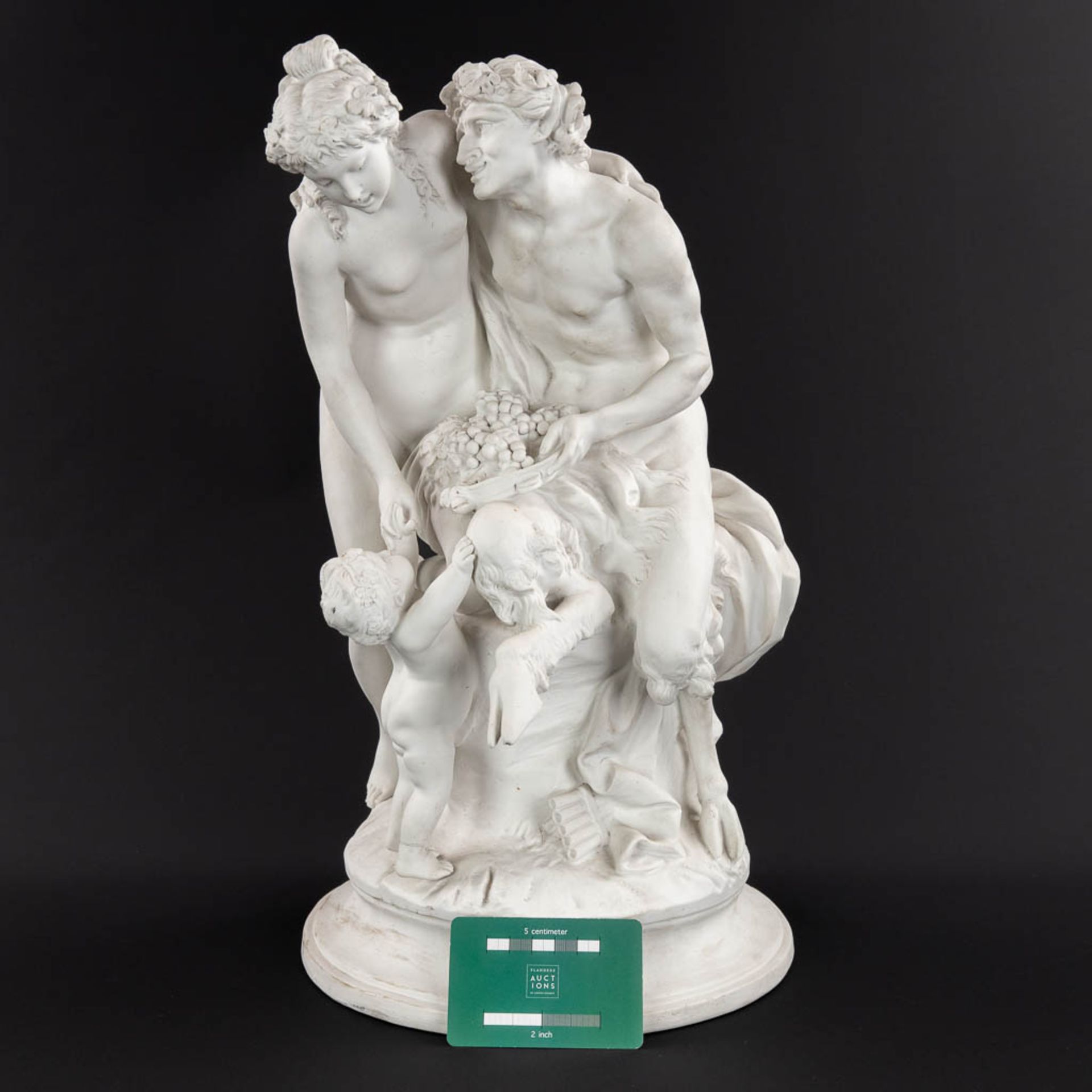 CLODION (1738-1814)(after) 'Satyr, Nymph and putto' bisque porcelain, marked Sèvres. (H:43 x D:25 cm - Image 2 of 14