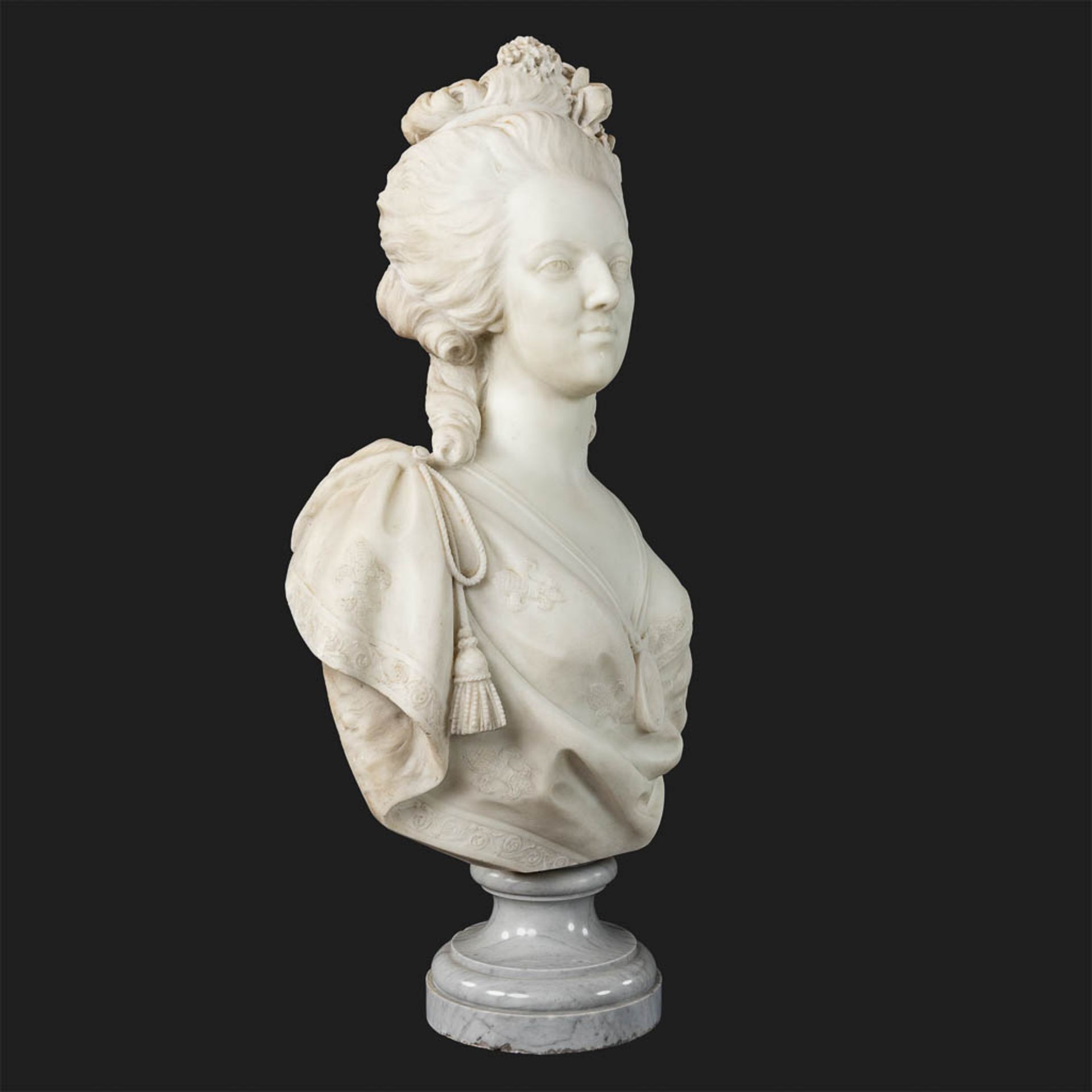 Simon Louis BOIZOT (1743-1809)(after) 'Marie Antoinette' sculptured Carrara marble. 19th C. (D:28 x  - Bild 3 aus 9