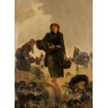 Pierre LEROUX (XIX) 'Les Ramasseuses De Coquillages' oil on canvas. 1888 (W:49 x H:65 cm)
