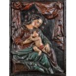 Mother with a nursing child, an image in paper maché, Probably Italy, 18th/19th C. (W:53 x H:67 cm)