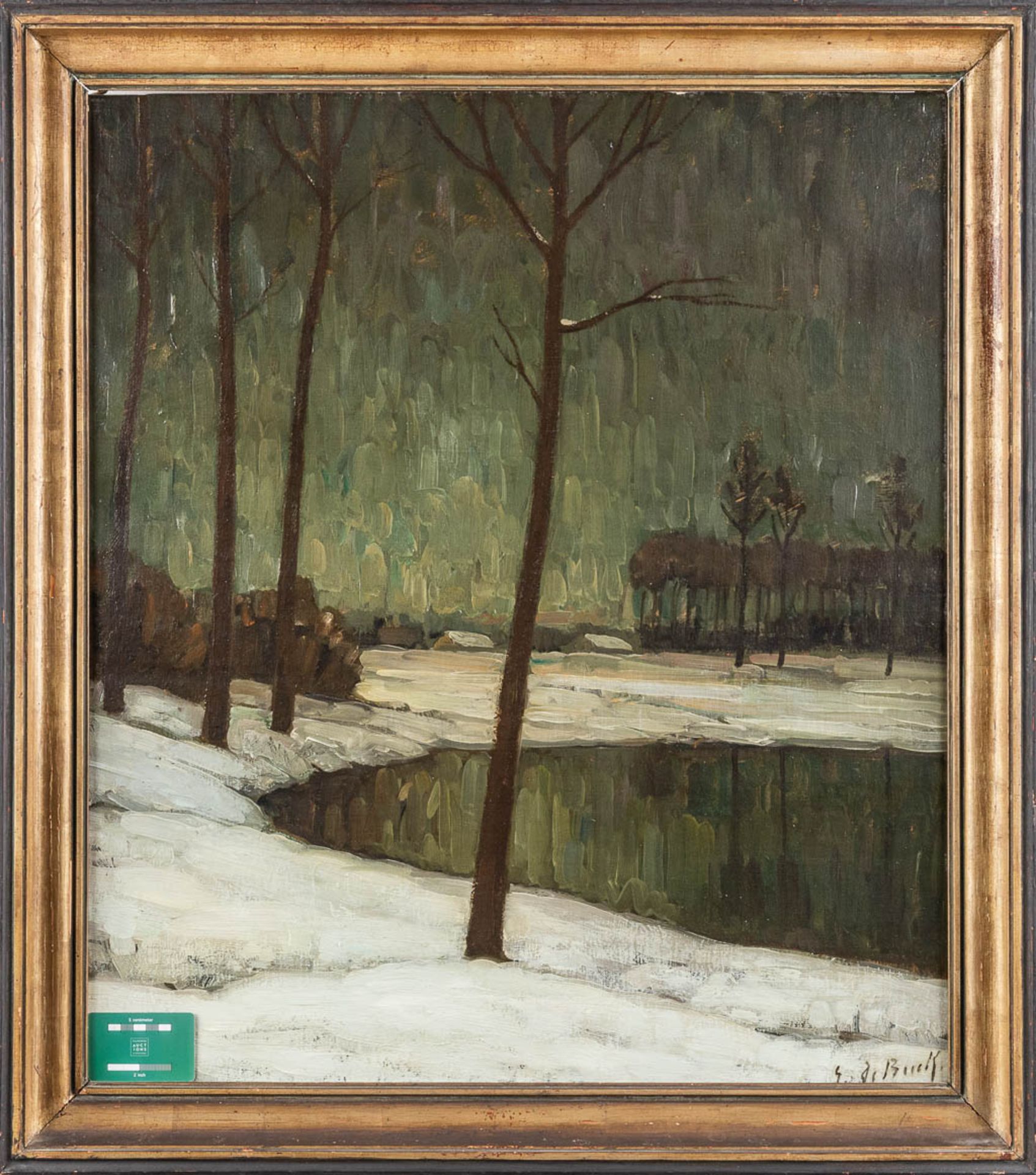 Evariste DE BUCK (1892-1974) 'Snow near the Lys' oil on canvas. (W:70 x H:80 cm) - Bild 2 aus 7