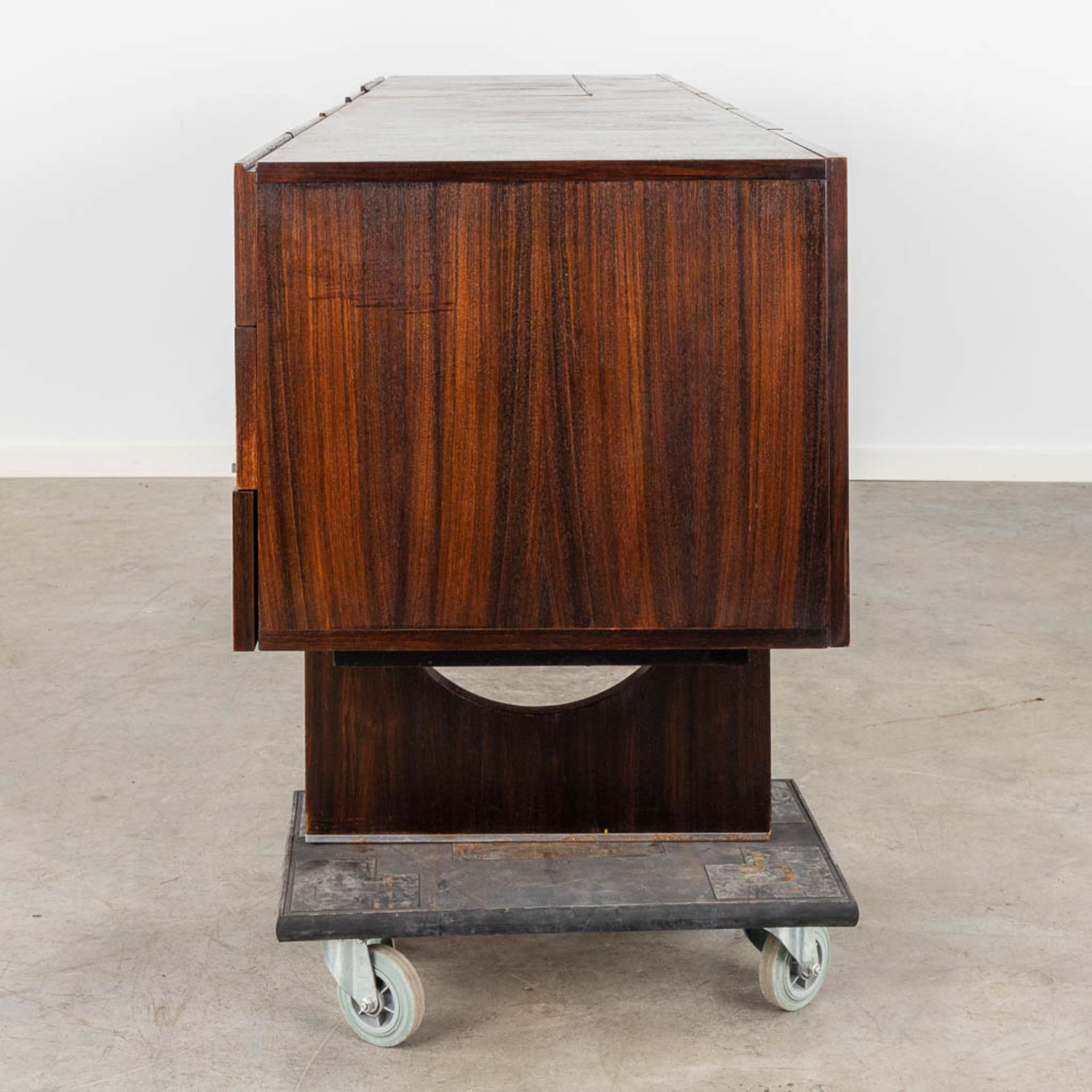 A mid-century sideboard with rosewood veneer, probably made by Decoene. (D:56 x W:225 x H:78 cm) - Image 6 of 19