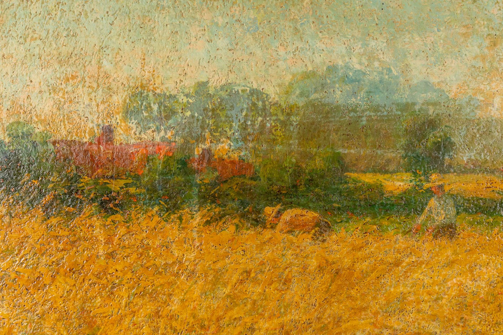 Jan-Baptist LESAFFRE (1864-1926) 'Farmer and family in the field' oil on panel. (W:90 x H:70 cm) - Bild 5 aus 10