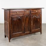 An antique dressing table, oak, 2 doors and 3 drawers. 19th C. (D:54 x W:113 x H:164 cm)