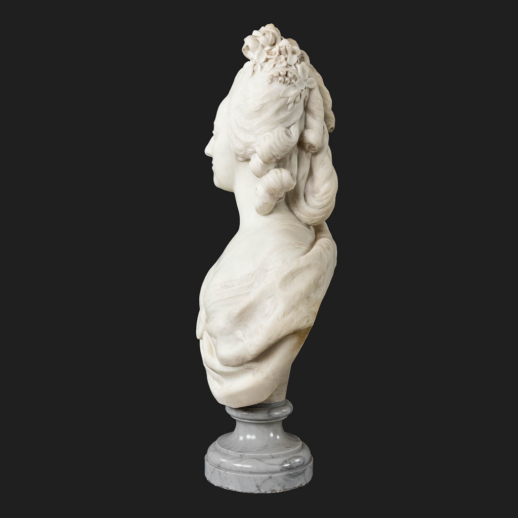 Simon Louis BOIZOT (1743-1809)(after) 'Marie Antoinette' sculptured Carrara marble. 19th C. (D:28 x - Image 6 of 9