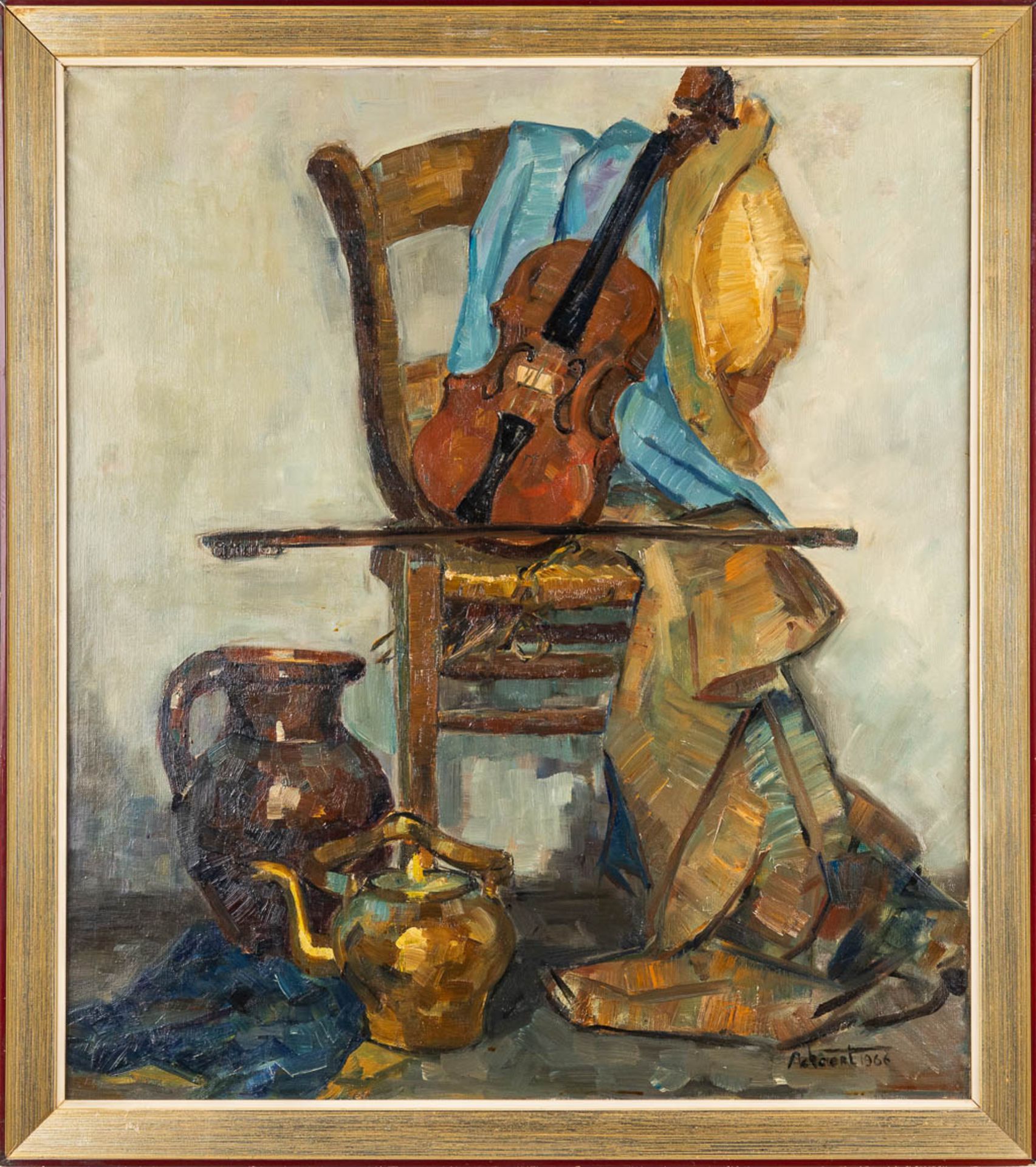 Robert ACKAERT (1929) 'Still life with a violin' oil on canvas. (W:70 x H:80 cm) - Bild 3 aus 7