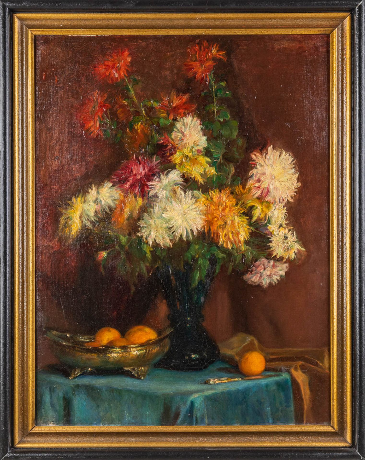 Frans MORTELMANS (1865-1936)(attr.) 'Flower Stilllife' oil on canvas. (W:70 x H:91 cm) - Bild 3 aus 10