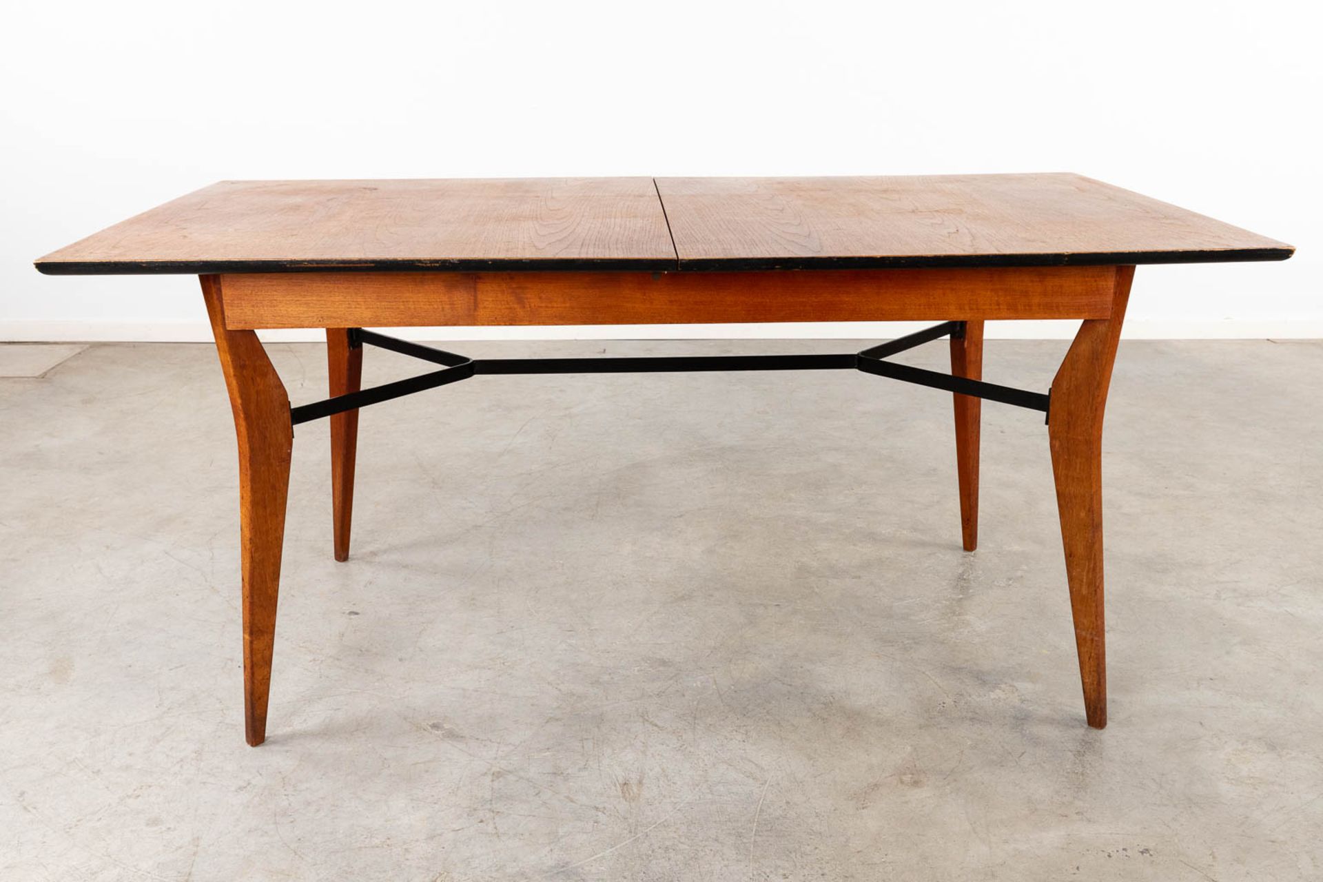 A mid-century table and 6 chairs, rotan and metal, teak wood. Circa 1960. (D:86 x W:160 x H:76 cm) - Image 13 of 31