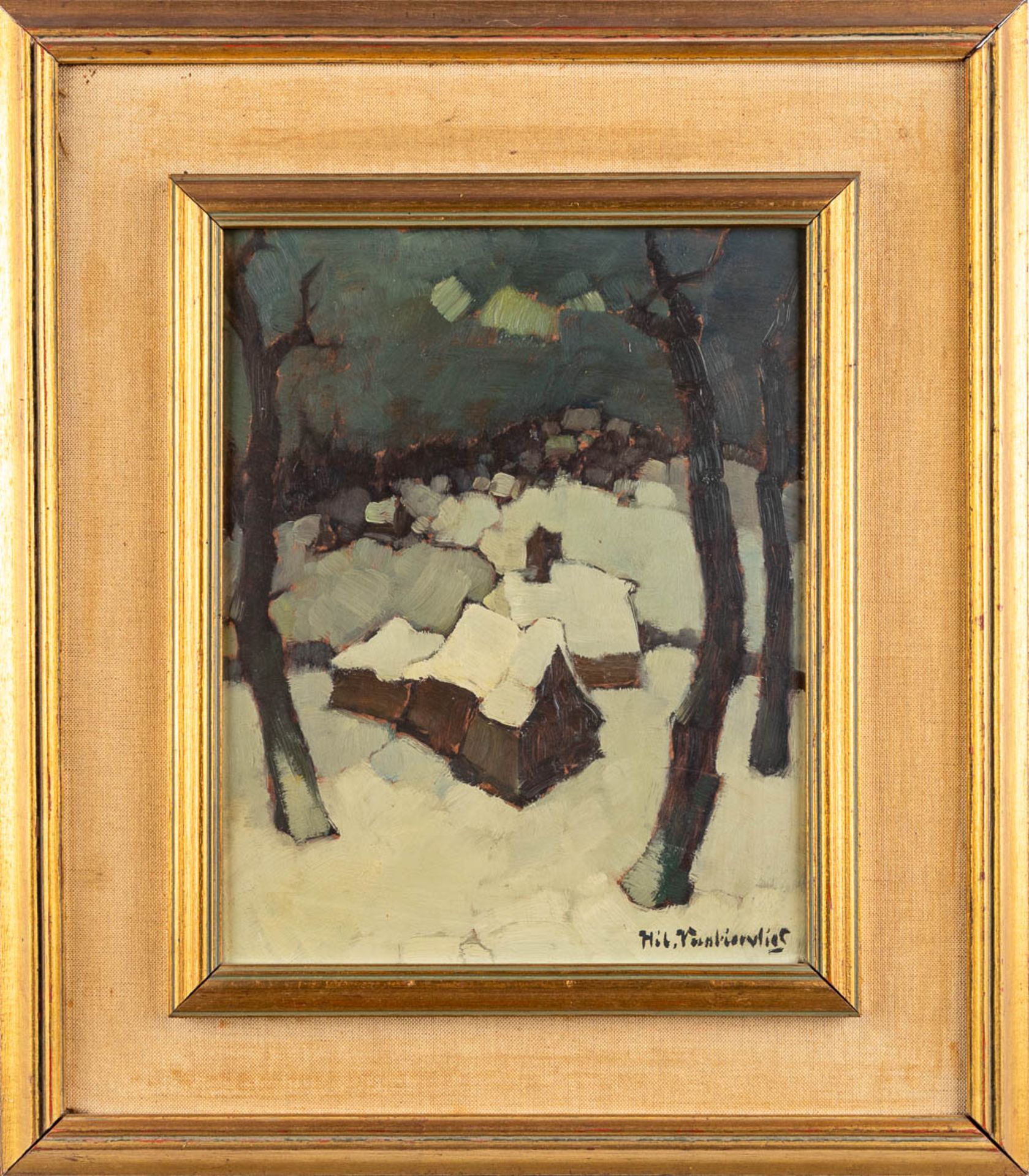 Hilaire VAN BIERVLIET (1891-1982) 'Boats & Winter Landscape' oil on board. (W:24 x H:30 cm) - Bild 4 aus 9