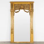 A fine and antique mirror, gilt and sculptured wood in a neoclassical style. 19th C. (W:113 x H:190