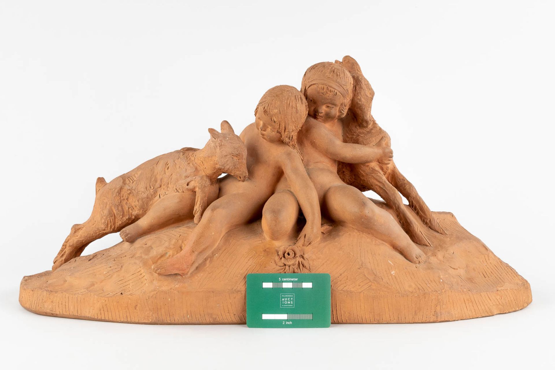 Ary Jean Léon BITTER (1883-1973) 'Children with Goats' terracotta. (D:20,5 x W:58 x H:27 cm) - Image 2 of 11