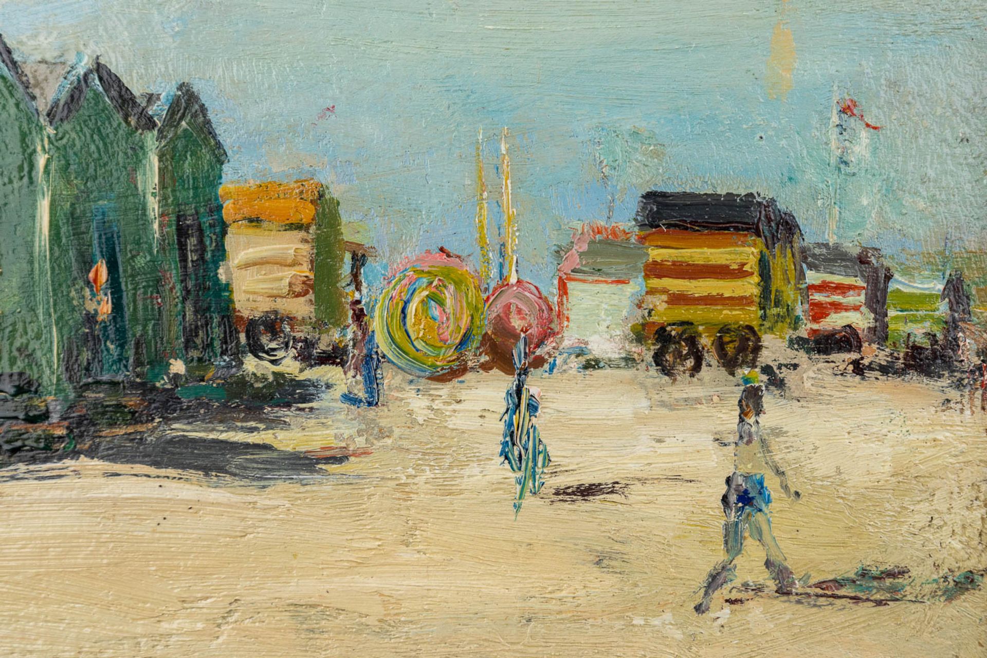 Emiel VAN DROMME (1913-1998) 'Summer beach' oil on panel. (W:30 x H:23 cm) - Bild 5 aus 8