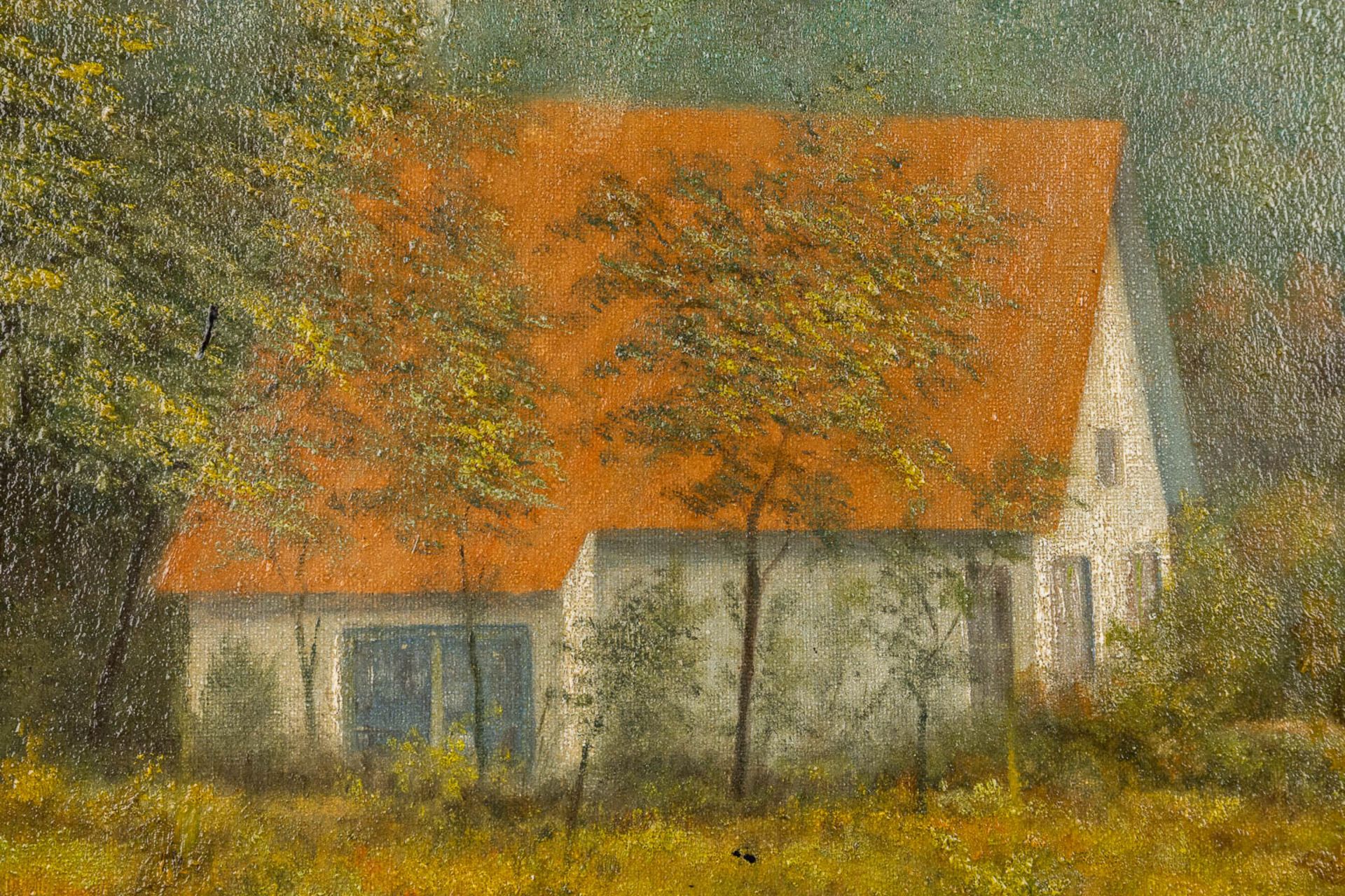 Prosper DE WIT (1862-1951) 'Landscape with a farmhouse' oil on canvas. (W:70 x H:40 cm) - Bild 4 aus 6