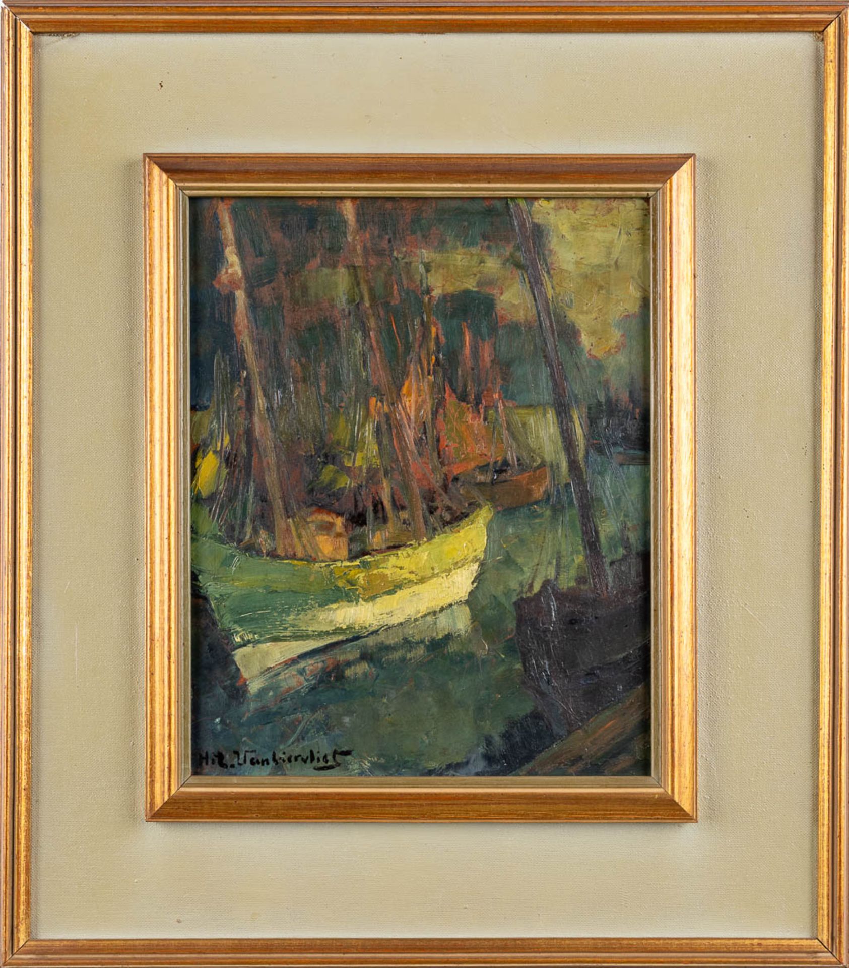 Hilaire VAN BIERVLIET (1891-1982) 'Boats & Winter Landscape' oil on board. (W:24 x H:30 cm) - Bild 3 aus 9