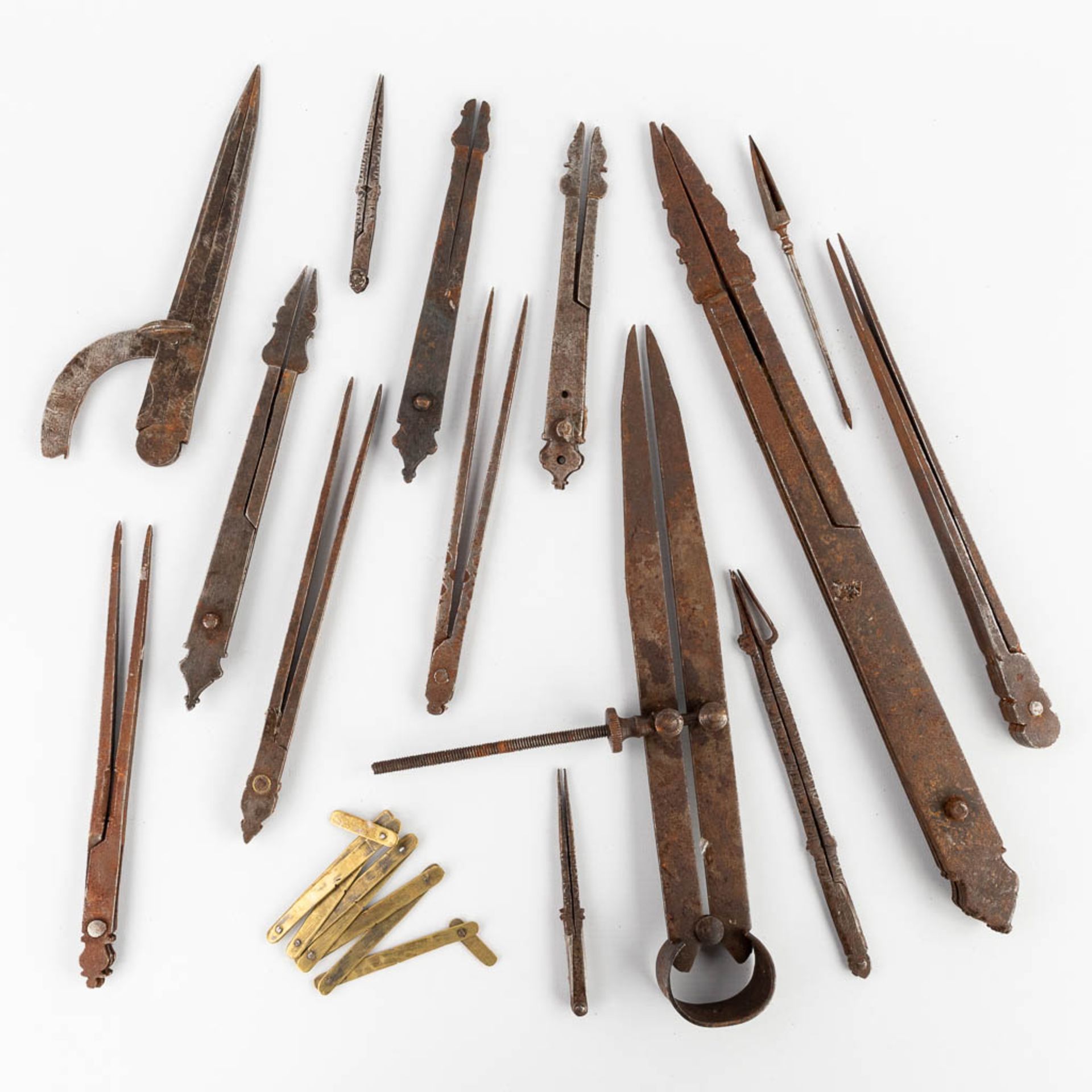 A large collection of 14 Ottoman steel measuring and marking devices and astronomy, Islamic arts. Ot