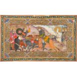 A Qajar miniature painting of the Karbala battle, Persia, 19th C. (W:25,5 x H:18 cm)