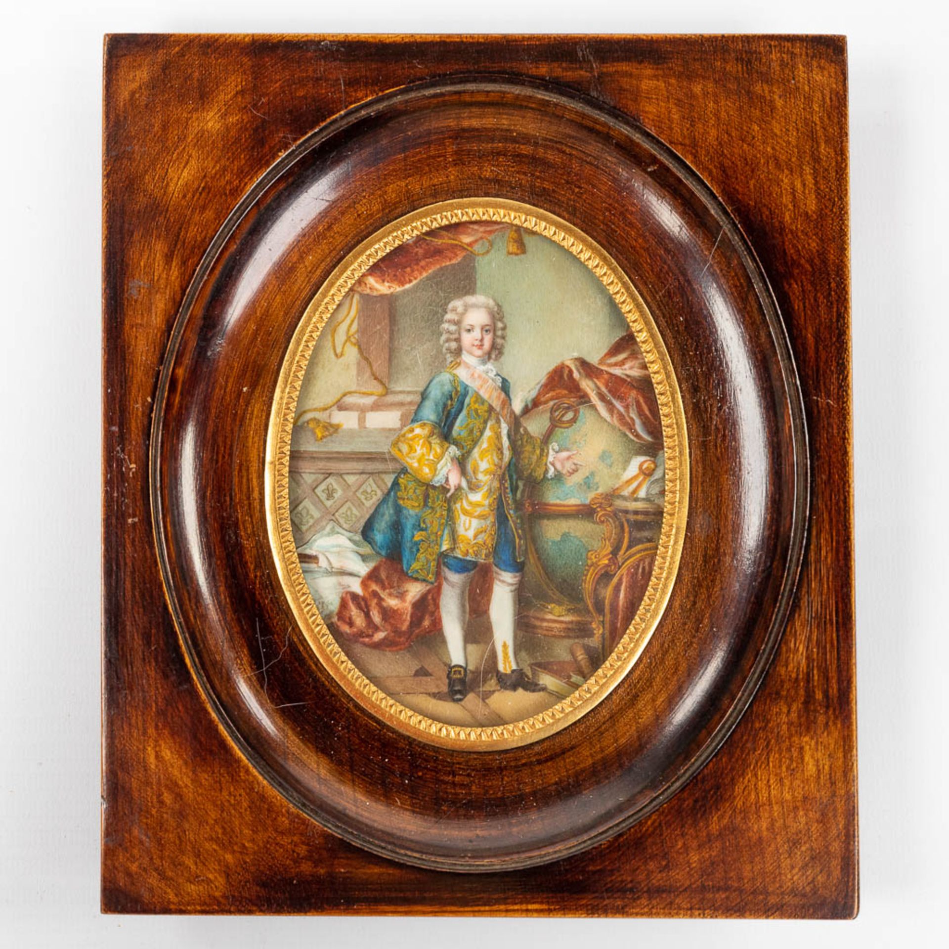 Seven miniature framed paintings, 19th C. (W:17 x H:20 cm) - Image 11 of 13