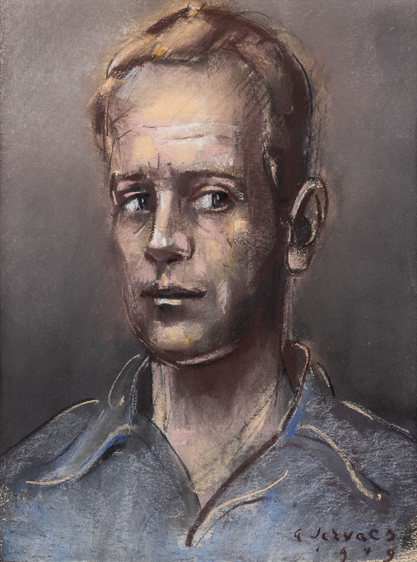 Albert SERVAES (1883-1966) 'Portrait of Jan Servaes, Son of Albert' gouache on paper. (W:32 x H:43 c