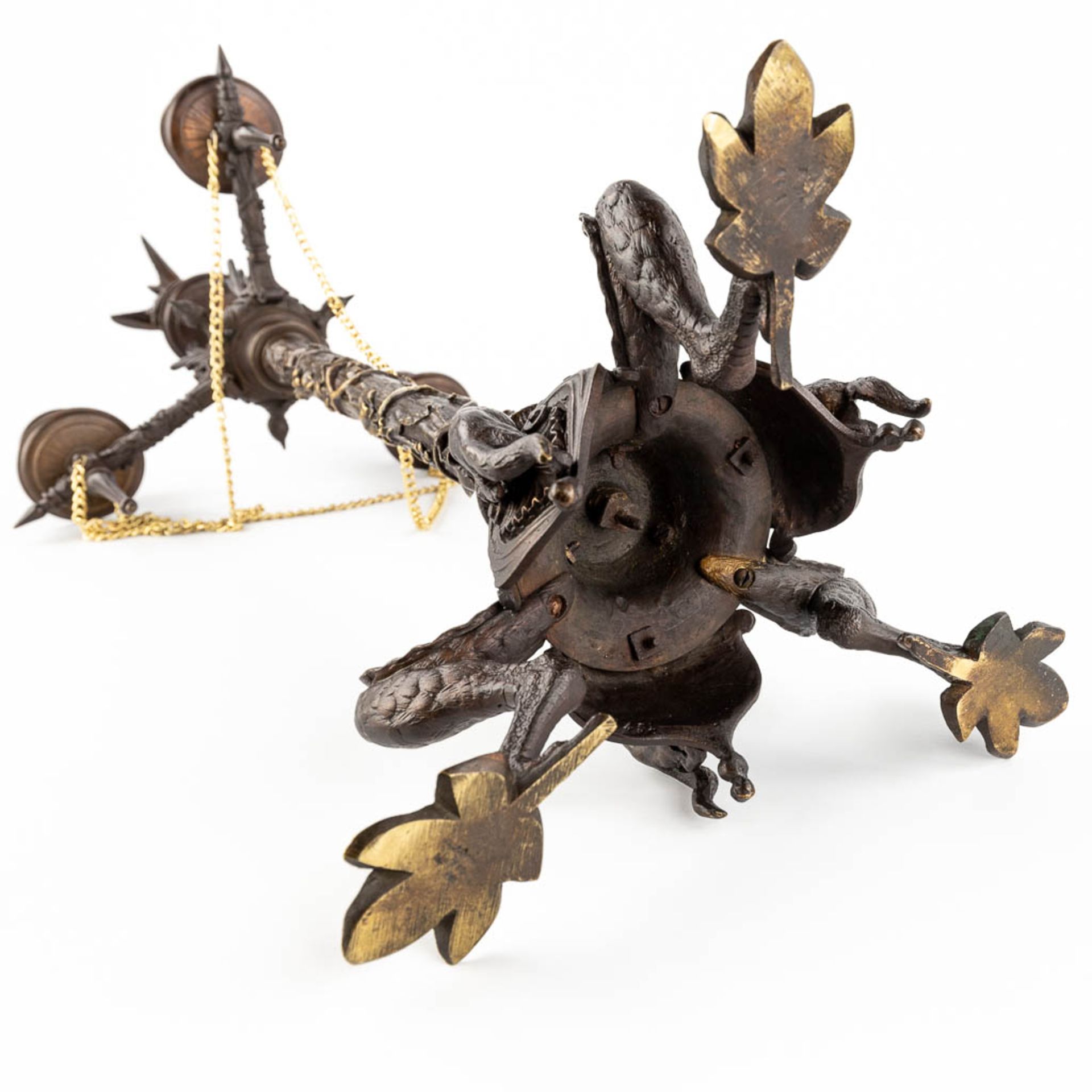 Jules MOIGNIEZ (1835-1894) 'Candelabra with birds and foxes' patinated bronze. (H:72 x D:24 cm) - Image 14 of 14