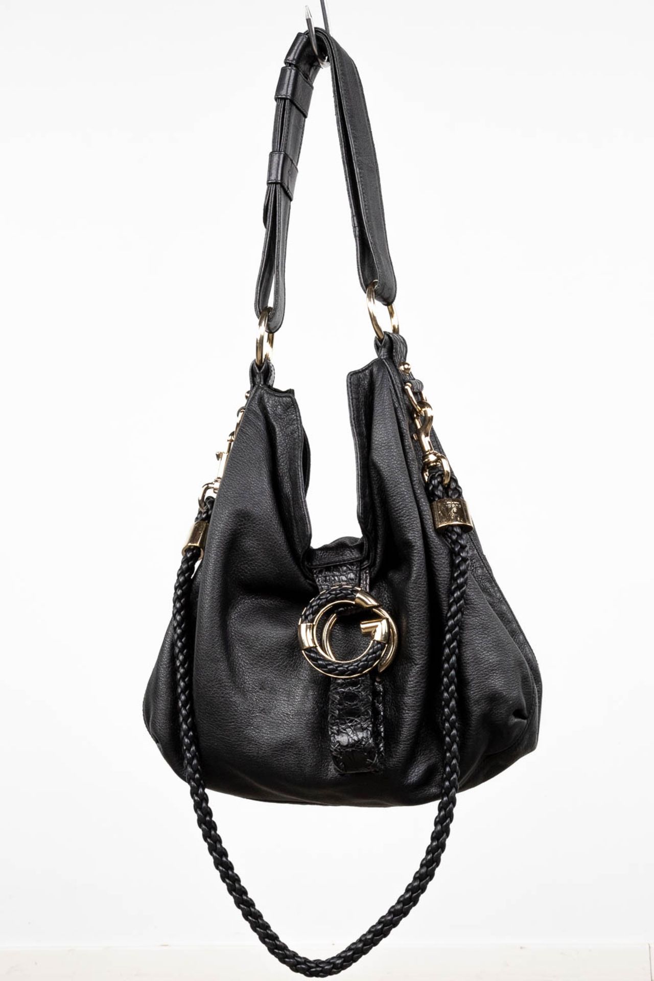 Gucci, a handbag made of black leather, with original belt. (W:40 x H:35 cm) - Bild 3 aus 14
