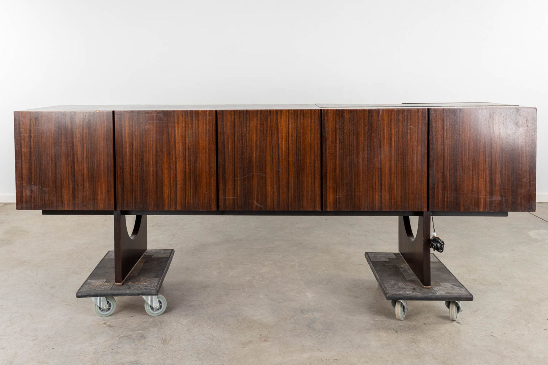 A mid-century sideboard with rosewood veneer, probably made by Decoene. (D:56 x W:225 x H:78 cm) - Image 7 of 19