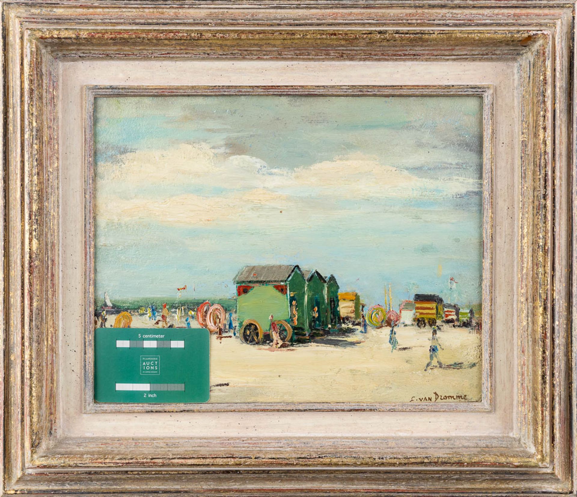 Emiel VAN DROMME (1913-1998) 'Summer beach' oil on panel. (W:30 x H:23 cm) - Bild 2 aus 8
