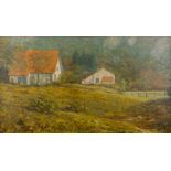 Prosper DE WIT (1862-1951) 'Landscape with a farmhouse' oil on canvas. (W:70 x H:40 cm)