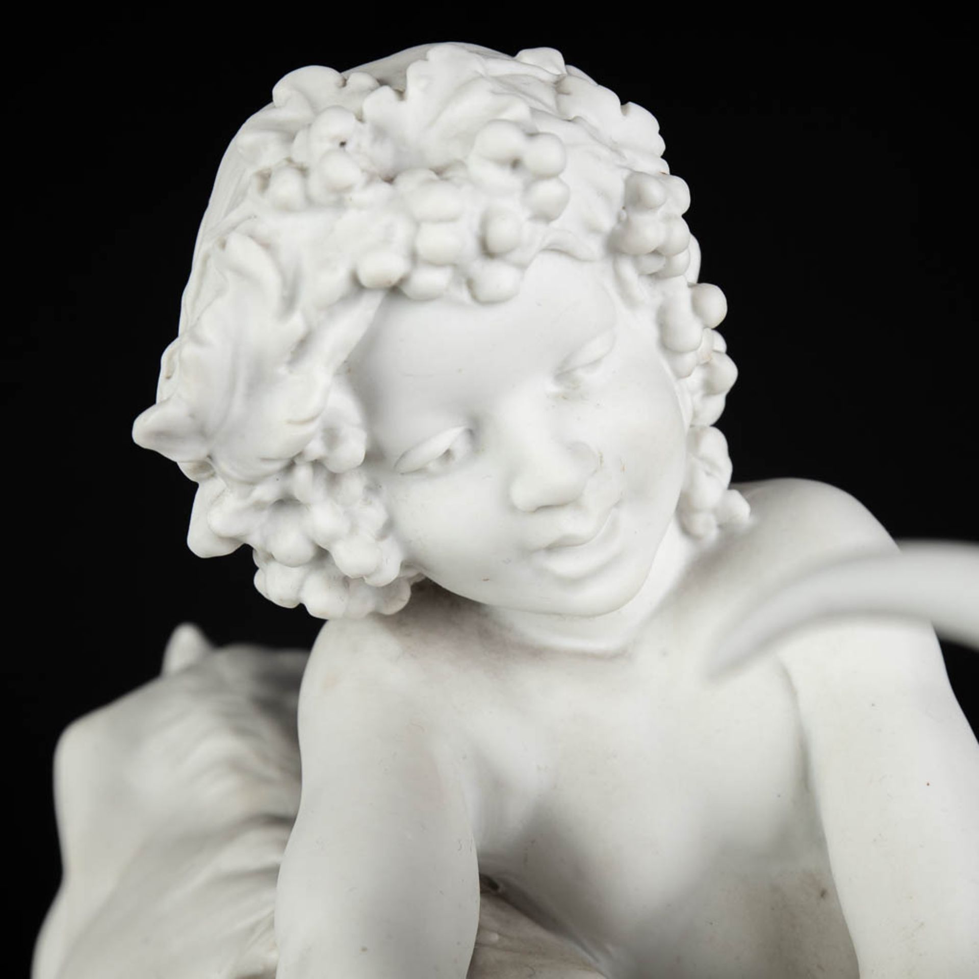 FAGOTTO (XIX-XX) 'Child with a ram' Bisque porcelain, marked Sèvres, Paris. (D:19 x W:33 x H:32 cm) - Image 9 of 12