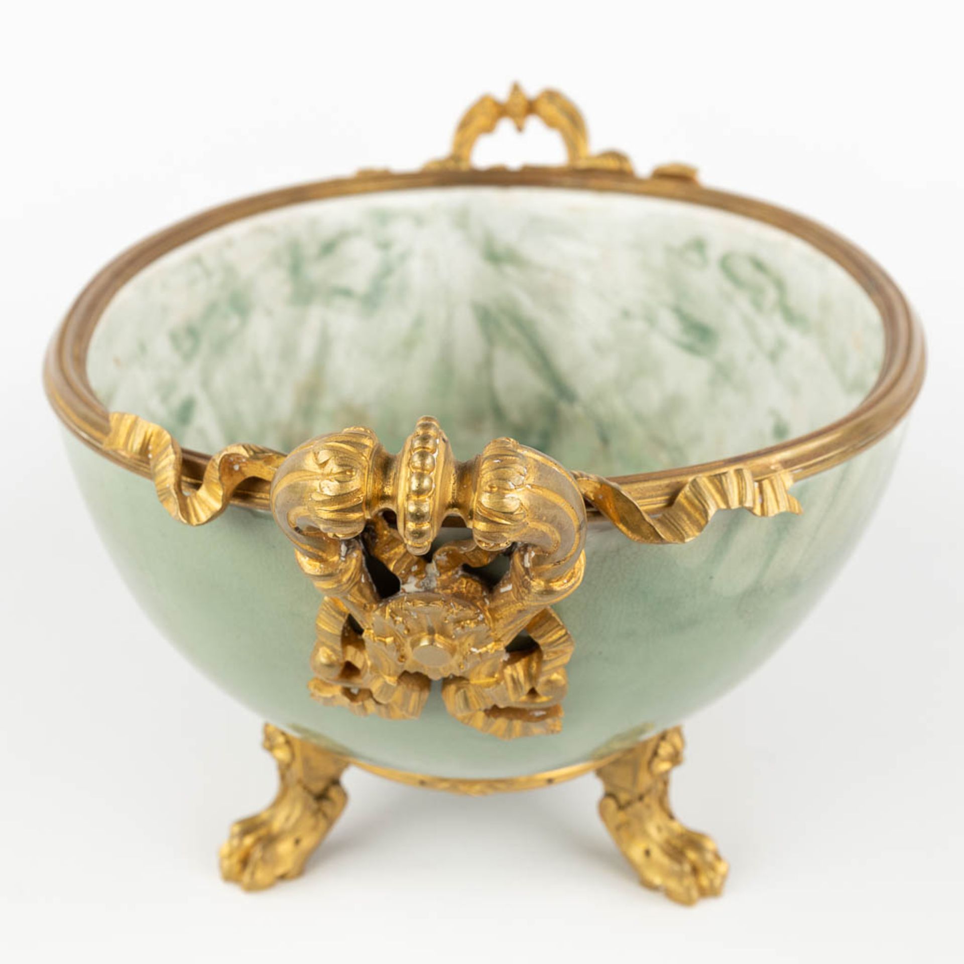 A large bowl mounted with gilt bronze. Glazed stoneware. (D:26 x W:47 x H:20 cm) - Image 6 of 10