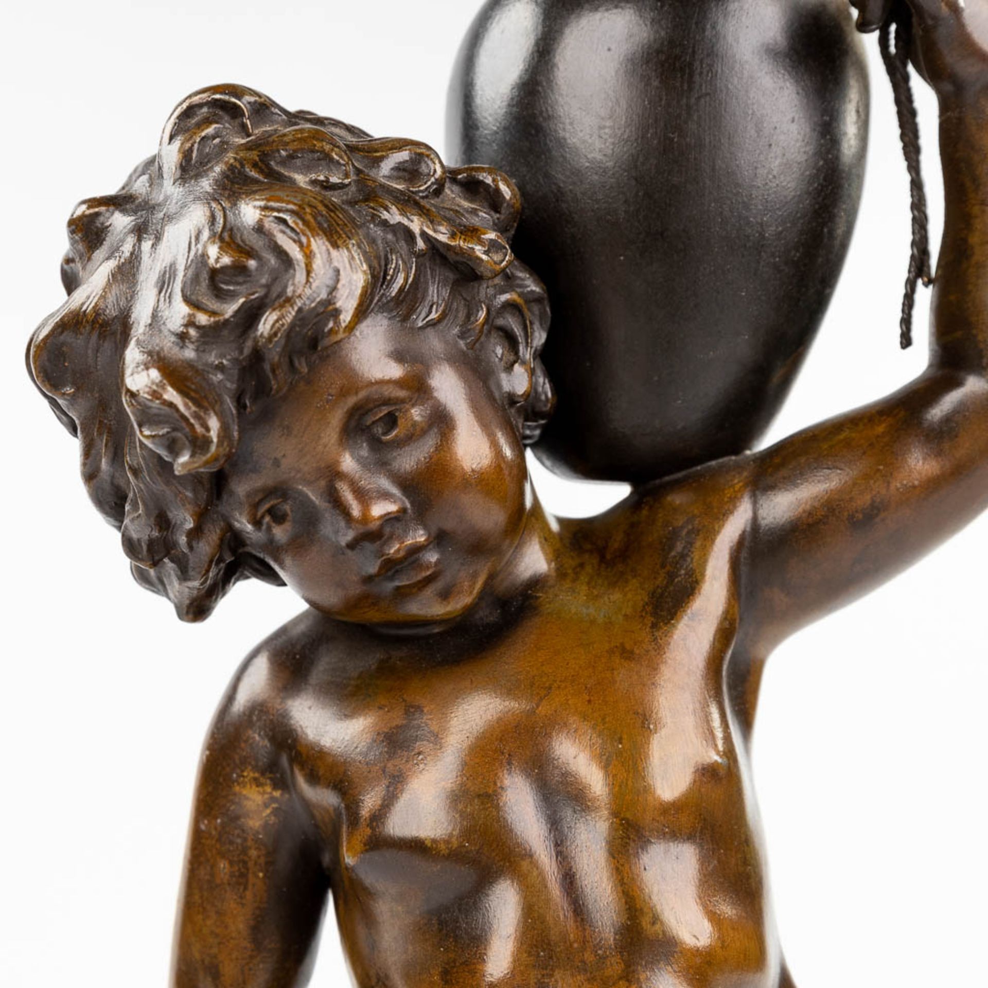 Auguste MOREAU (1834-1917) 'Le Ruisseau' patinated spelter. (D:16 x W:27 x H:81 cm) - Image 9 of 13