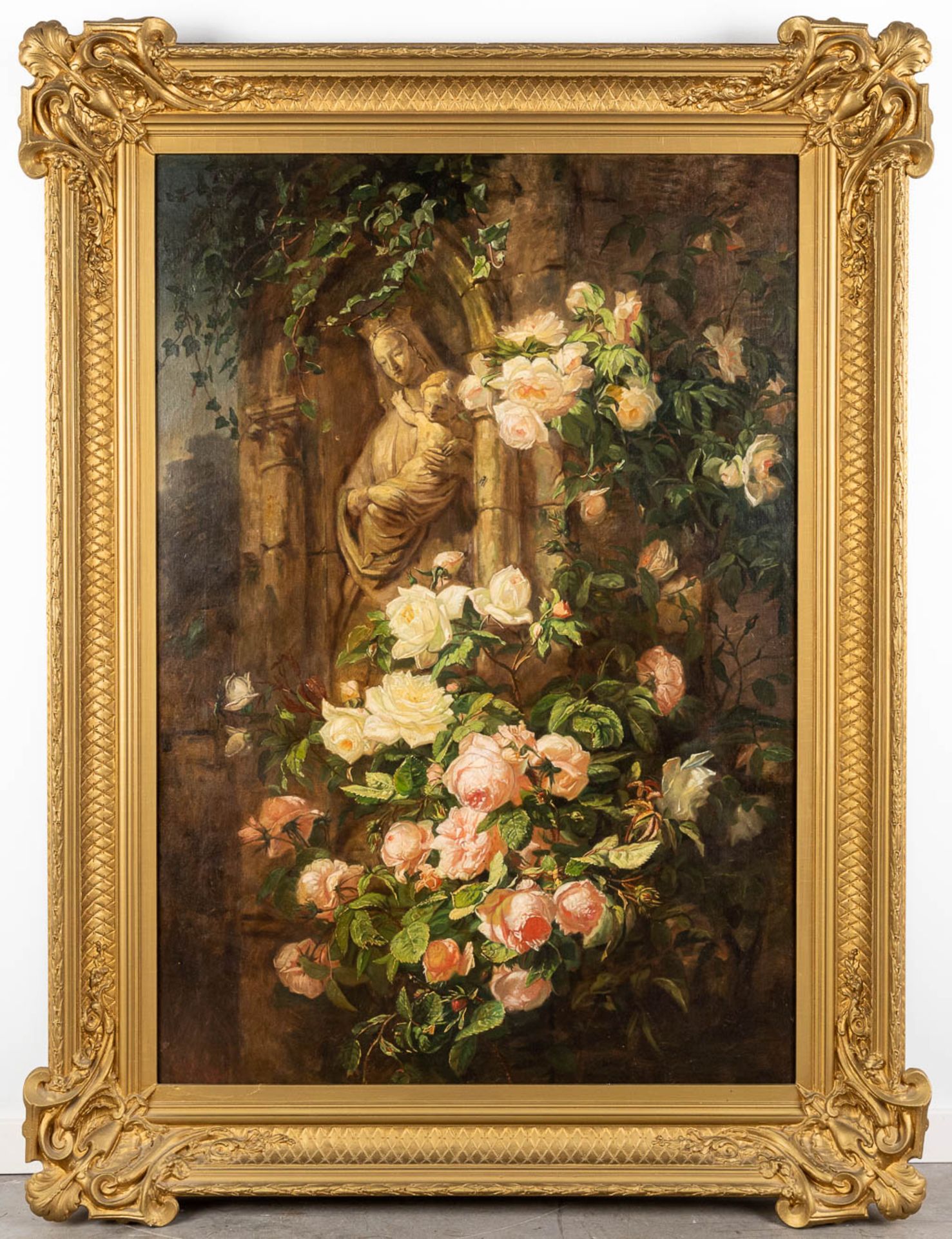 Jean-Baptiste ROBIE (1821-1910) 'Stillife with Madonna and flowers' a fine painting, oil on canvas.  - Bild 3 aus 10