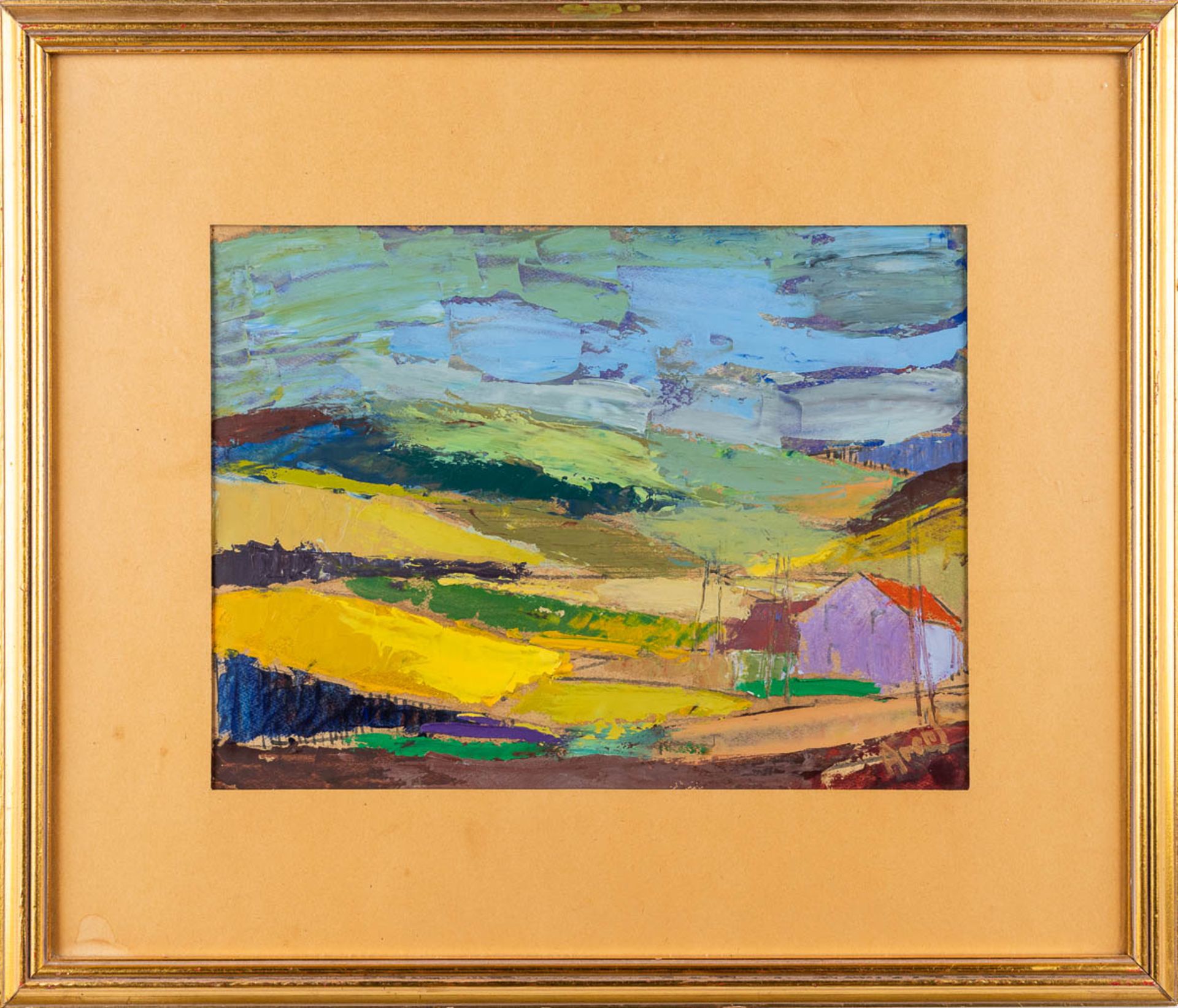 Robert ARENS (1905-1998) 'Expressionist landscape' oil on paper. (W:34,5 x H:25,5 cm) - Bild 3 aus 5