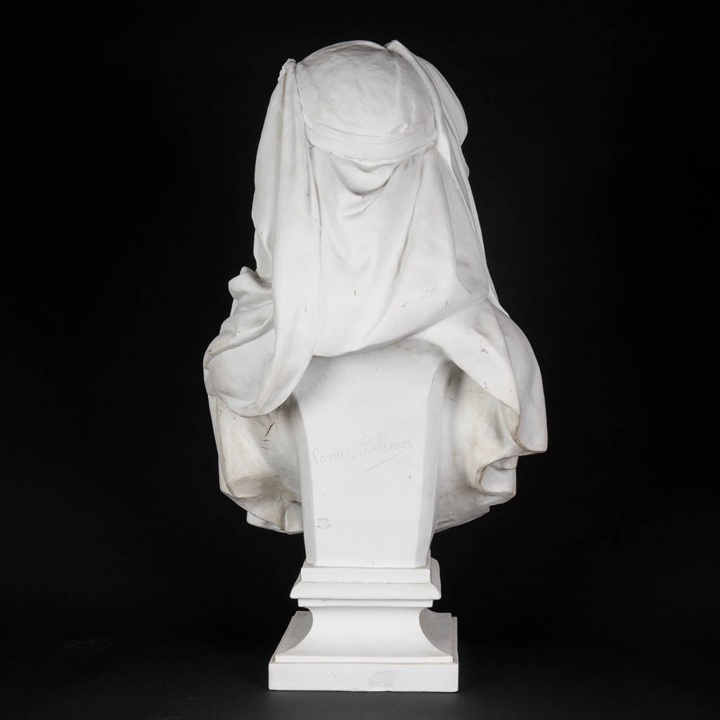 CARRIER-BELLEUSE (1824-1887) 'Bust of a lady' bisque porcelain. (D:23 x W:37 x H:66 cm) - Image 5 of 12