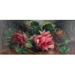 Frans MORTELMANS (1865-1936) 'Flowers' oil on panel. (W:42 x H:20 cm)