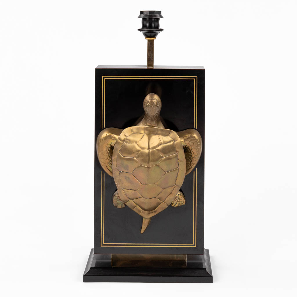 Mahenna, a mid-century table lamp with a bronze turtle, Hollywood Regency style. (D:35 x W:55 x H: 8 - Bild 6 aus 9