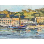 Renée THÉOBALD (1926-2014) 'Bateaux au petit port' oil on canvas. (W:35 x H:27 cm)