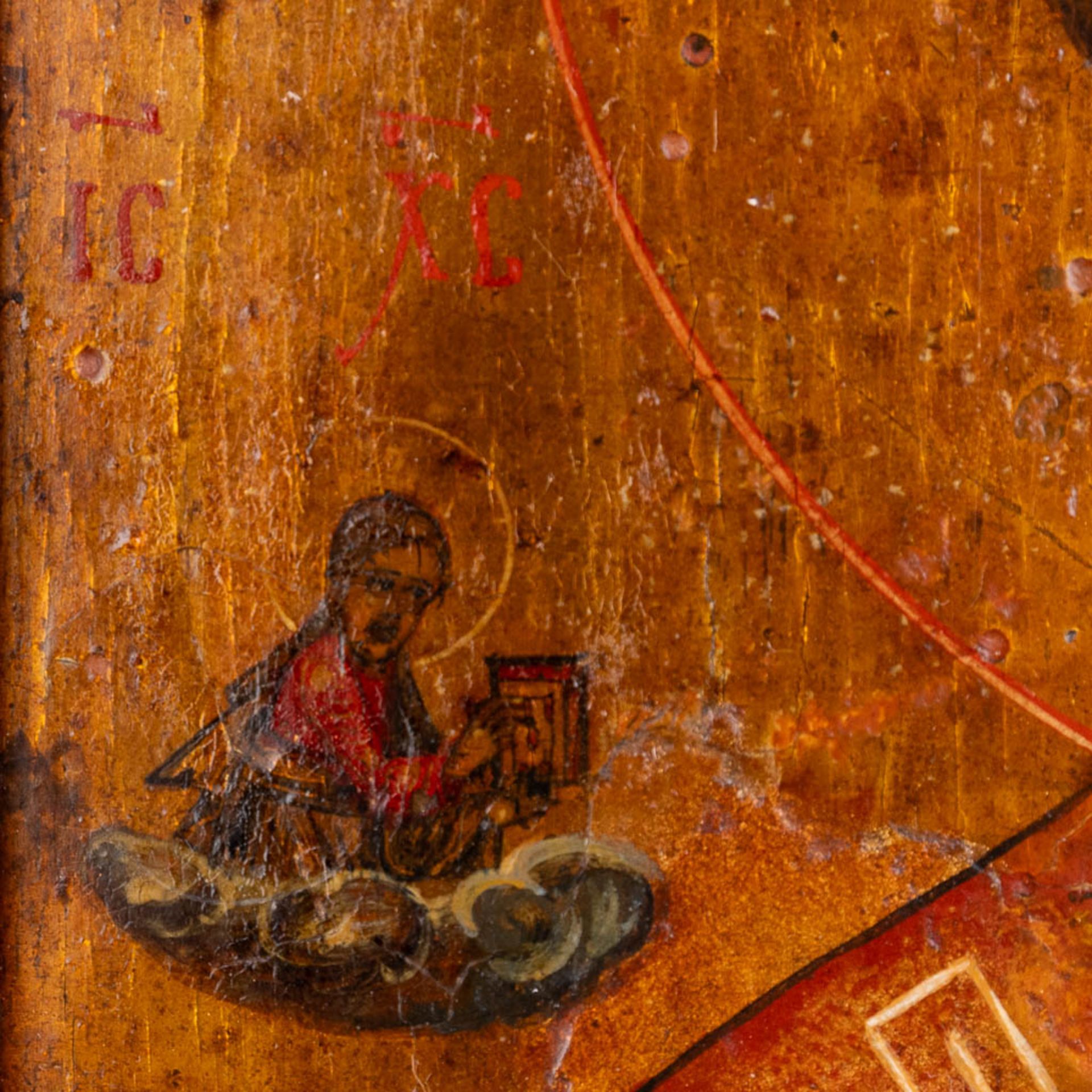 An antique Russian Icon depicting Saint Nicholas of Myra. (W:22,5 x H:25 cm) - Image 5 of 8