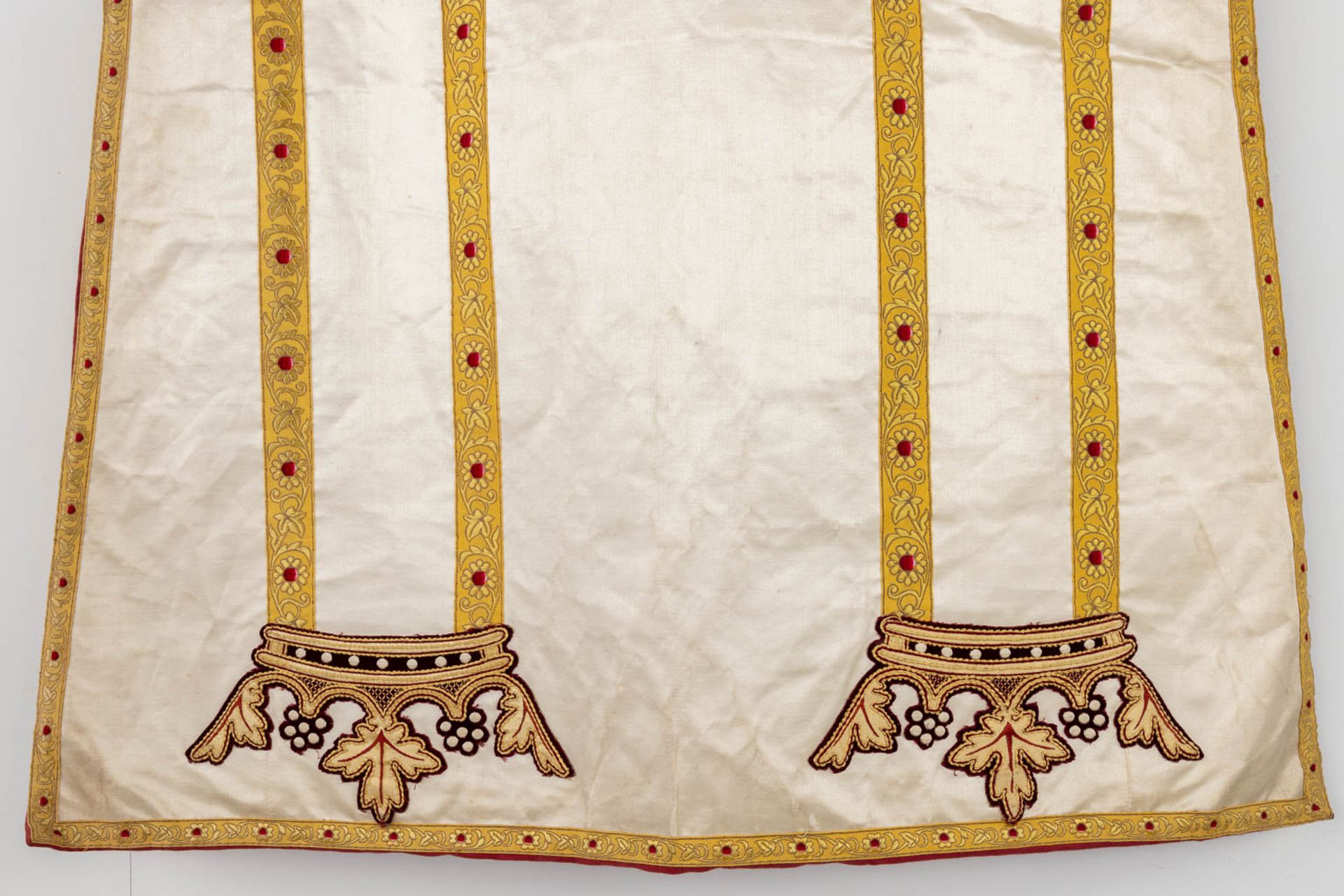 Four Dalmatics, Two Roman Chasubles, A stola and Chalice Veil, finished with embroideries. - Image 24 of 59