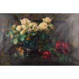 Frans MORTELMANS (1865-1936) 'Flowers' oil on canvas. (W:90 x H:60 cm)