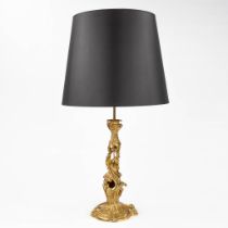 A bronze table lamp, Louis XV style, 20th C. (H:89 x D:22 cm)