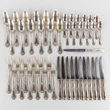 An assembled set of silver cutlery, 48 pieces, Wolfers and marked DB with a spoon. 2216g. (D:21 cm)