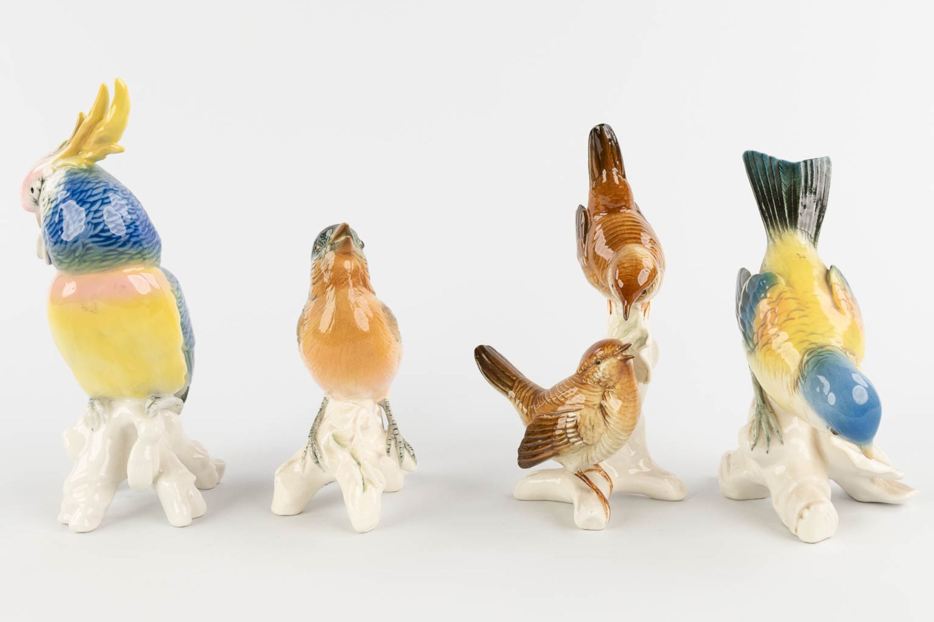 Karl ENS Porzellan, 8 birds, polychrome porcelain. 20th C. (H:19 cm) - Image 6 of 15