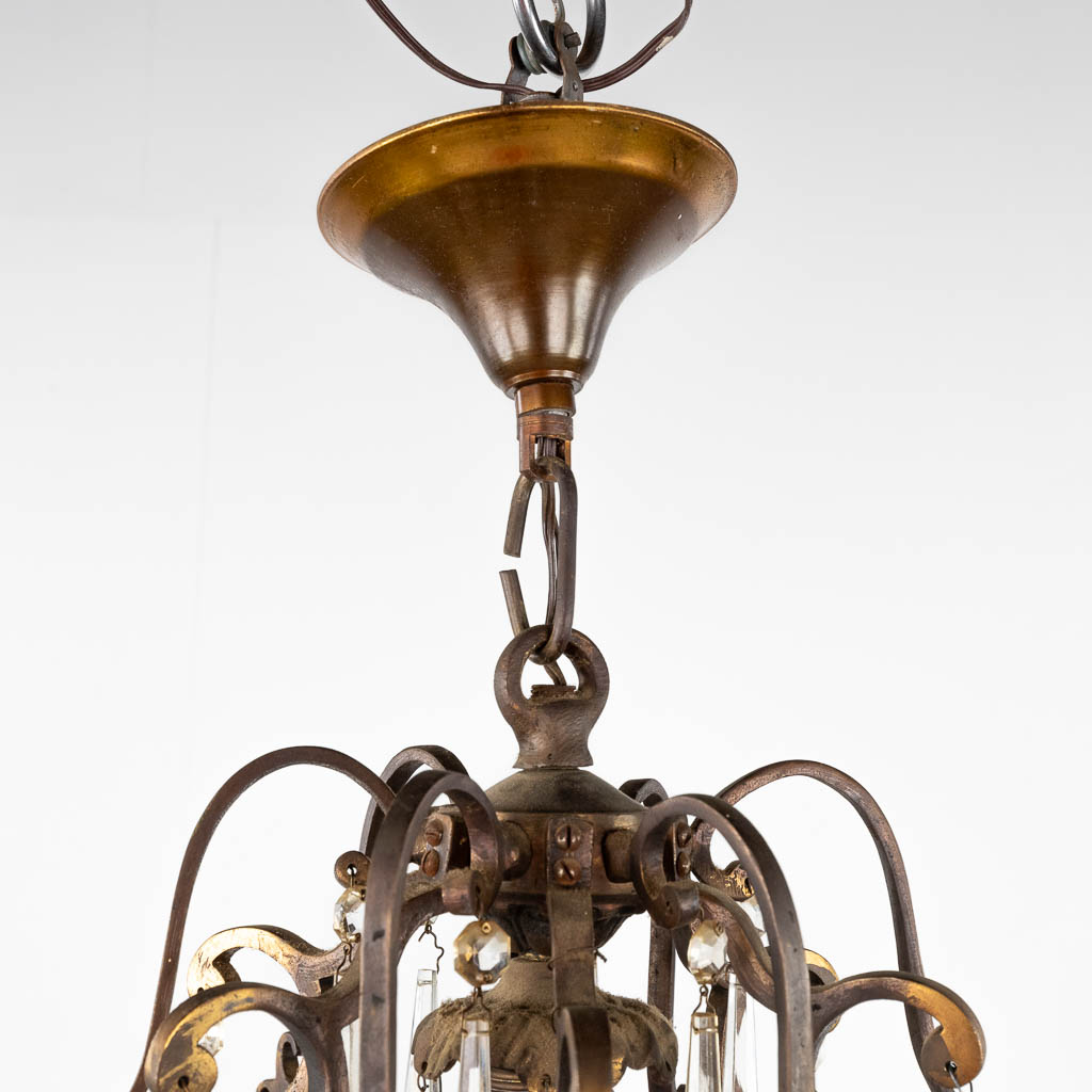A big antique chandelier, brass and glass. France. Circa 1900. (H:105 x D:65 cm) - Bild 4 aus 13