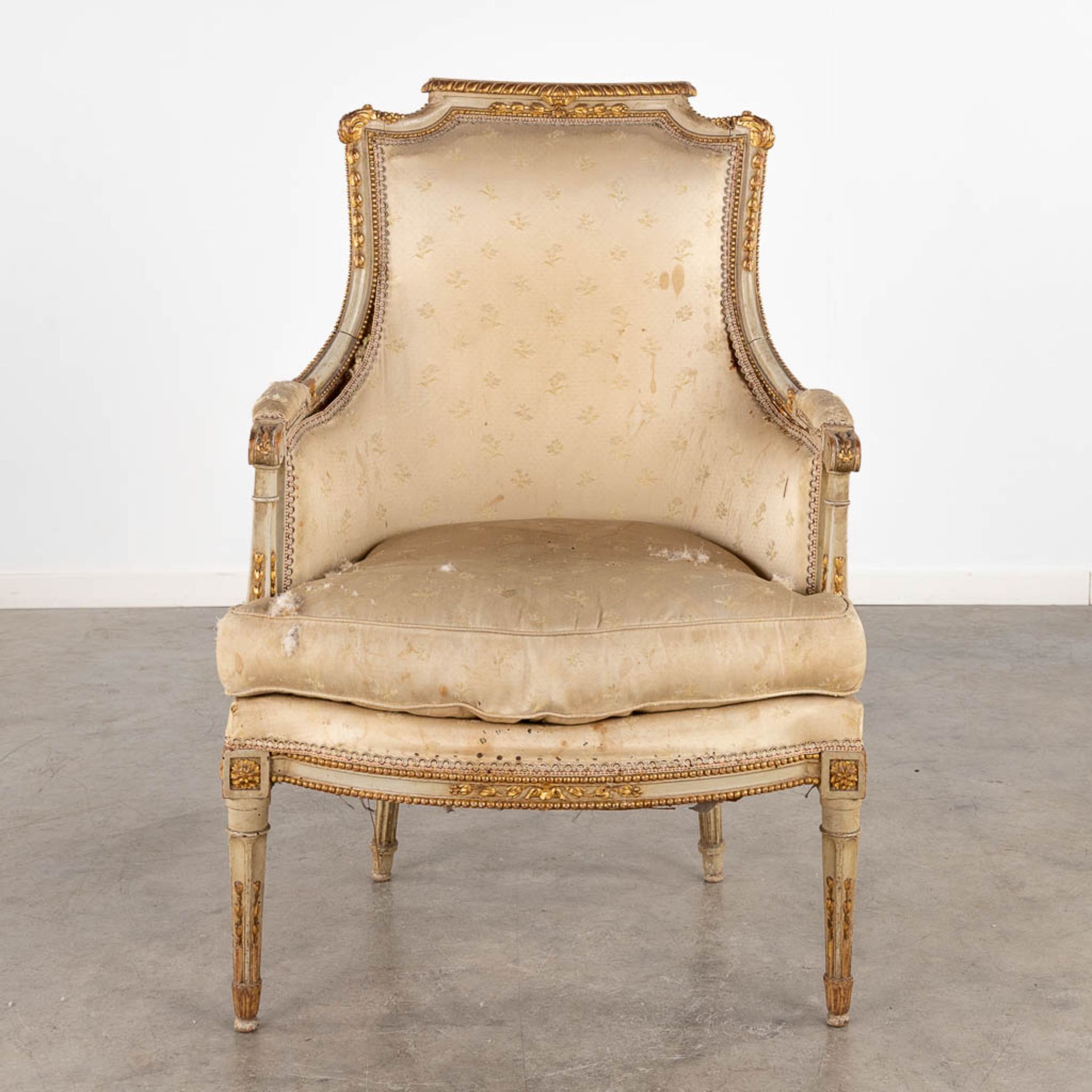 A sculptured armchair, Louis XVI style, 19th C. (D:64 x W:65 x H:100 cm) - Image 4 of 16