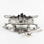 Wiskemann, an antique silver-plated 'Milieu De Table' table centerpiece on a stand with mirror. Loui