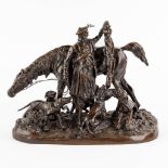 Pierre-Jules MÈNE (1810-1879) 'Hunting Scene with Scottish Figurine' patinated bronze. (D:20 x W:35