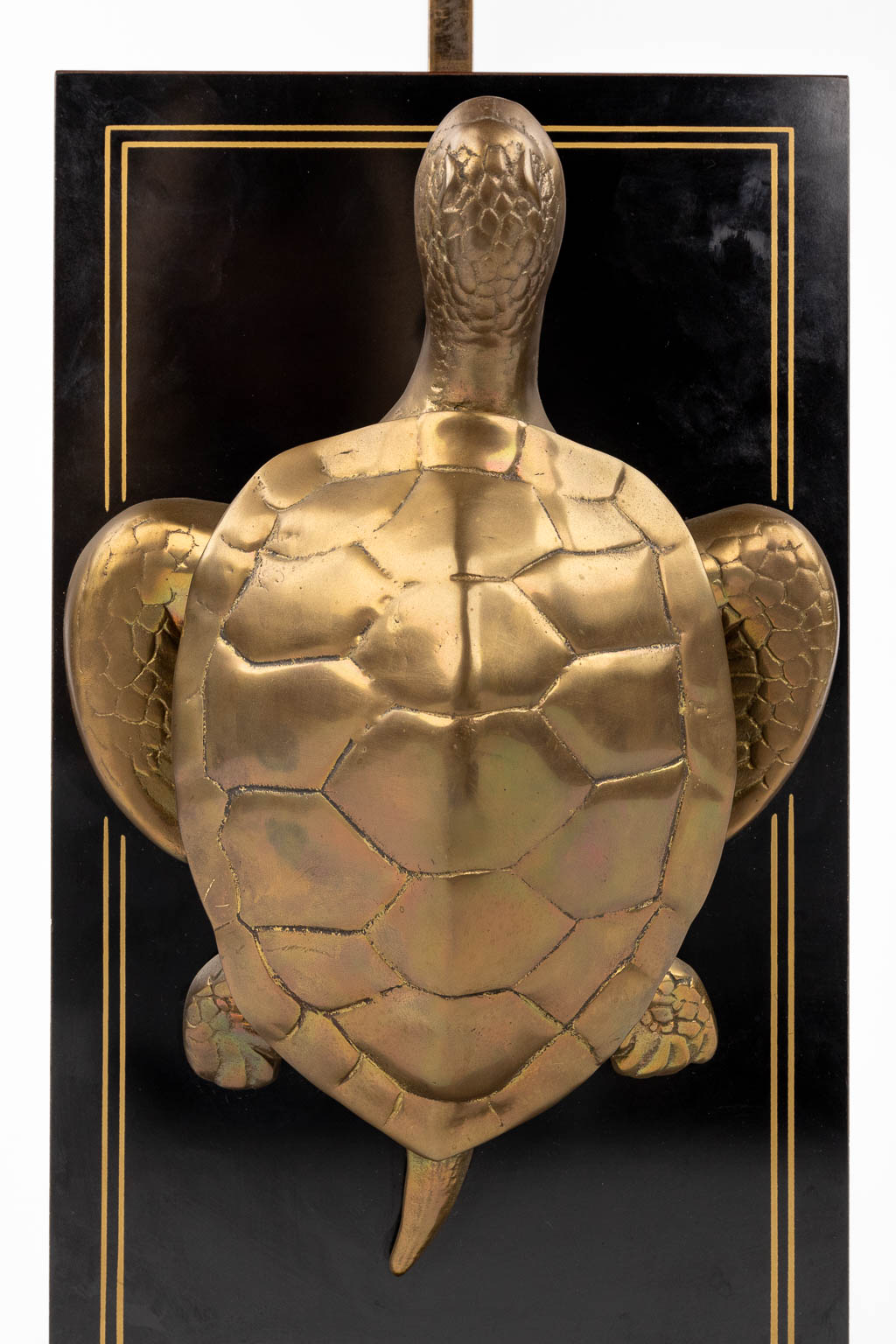 Mahenna, a mid-century table lamp with a bronze turtle, Hollywood Regency style. (D:35 x W:55 x H: 8 - Bild 7 aus 9