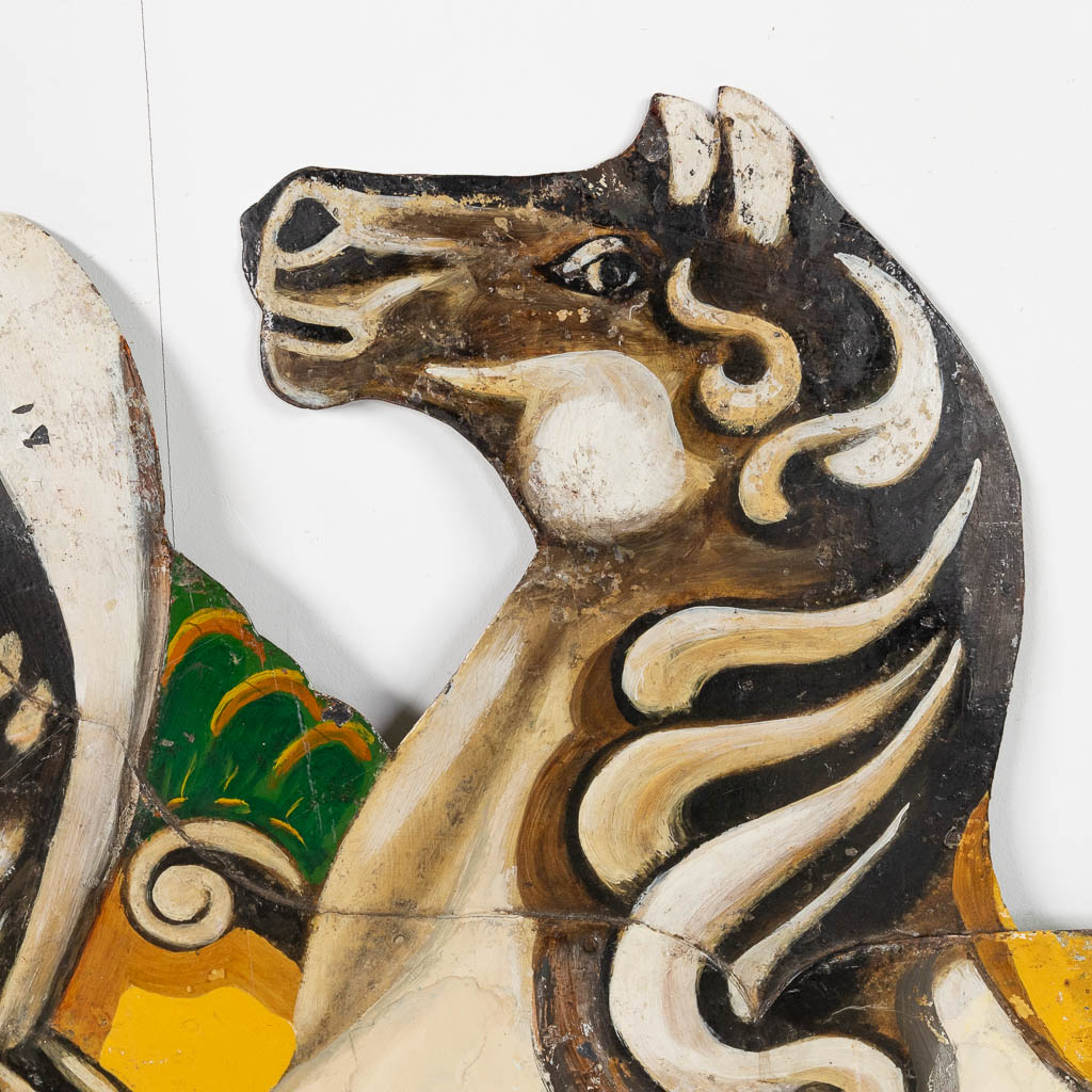 A decorative and identical pair of Carousel panels, patinated metal.  (W:195 x H:97 cm) - Bild 12 aus 17